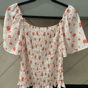 Whimsical floral polyester top! Brand new! Size M